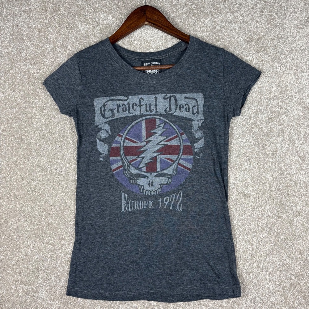 Ripple Junction Grateful Dead Europe 1972 Union Jack Graphic Tee Charcoal Large
